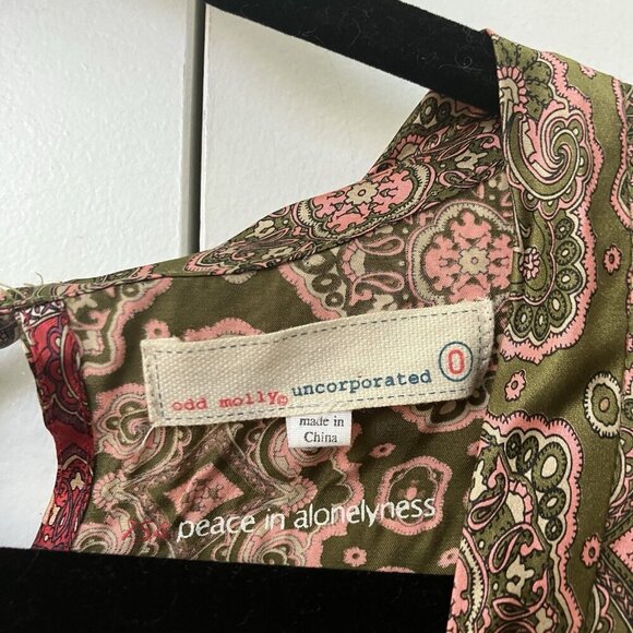 Anthropologie Odd Molly Silk Top Womens 0/XS Paisley Boho Peasant - Picture 3 of 9